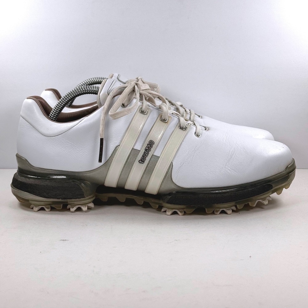 Adidas Tour360 Boost 2.0 Mens Golf Shoes White Leather Spiked F33729‎ Size 9.5